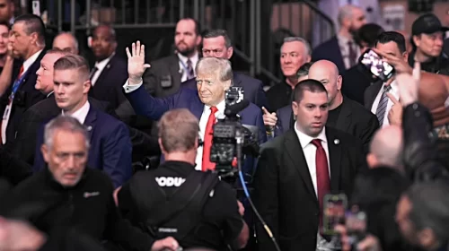 Donald Trump arrives at UFC309 fight November, 2024